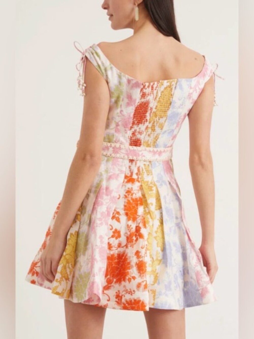 Zimmermann Postcard Spliced Multicolor Off-Shoulder Mini Dress. Size 1/S - Picture 10 of 15
